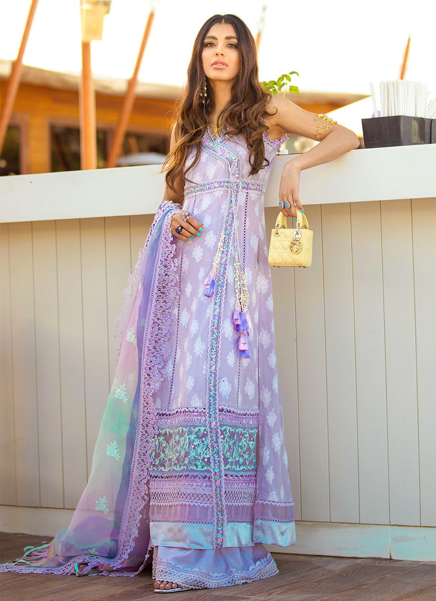 farah talib aziz purple dress Tierra Muted Magenta Embroidered Raw Silk Kalidar With Dupatta