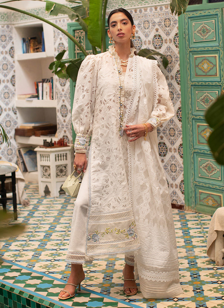 Farah Talib Aziz Luxury Lawn Collection 2023 Ourika Ivory YourLibaas
