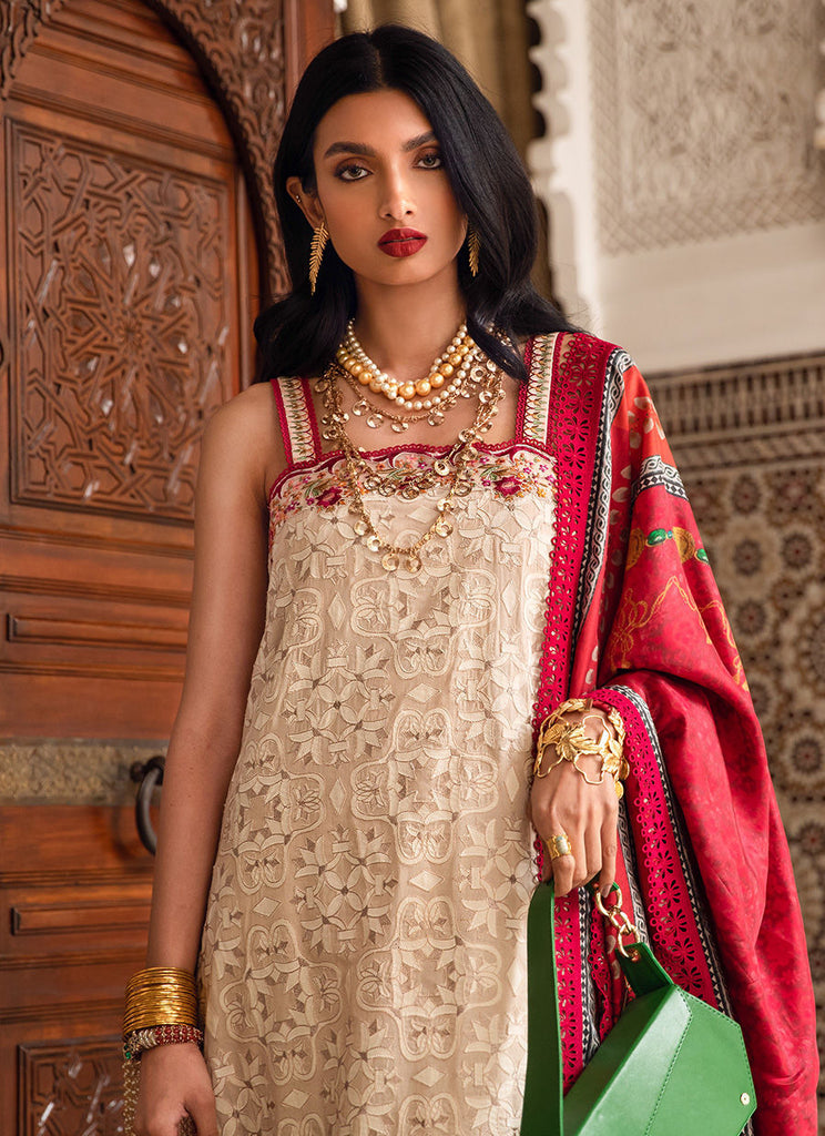Farah Talib Aziz Luxury Lawn Collection 2023 Kasbah Sand YourLibaas