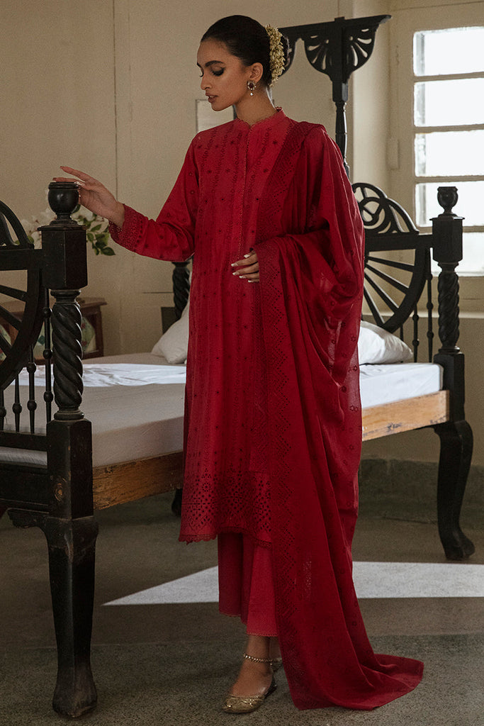 Cross Stitch Chikankari Lawn Collection – RUBY RED