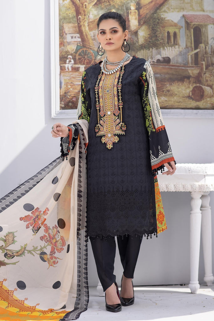Guzarish by Zebaish · Stitched Printed & Embroidered Lawn Suit – Batlic Flowers