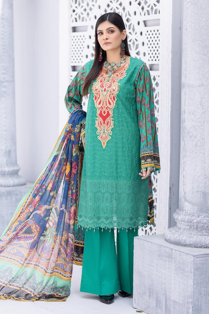 Guzarish by Zebaish · Stitched Printed & Embroidered Lawn Suit – Misty Aqua