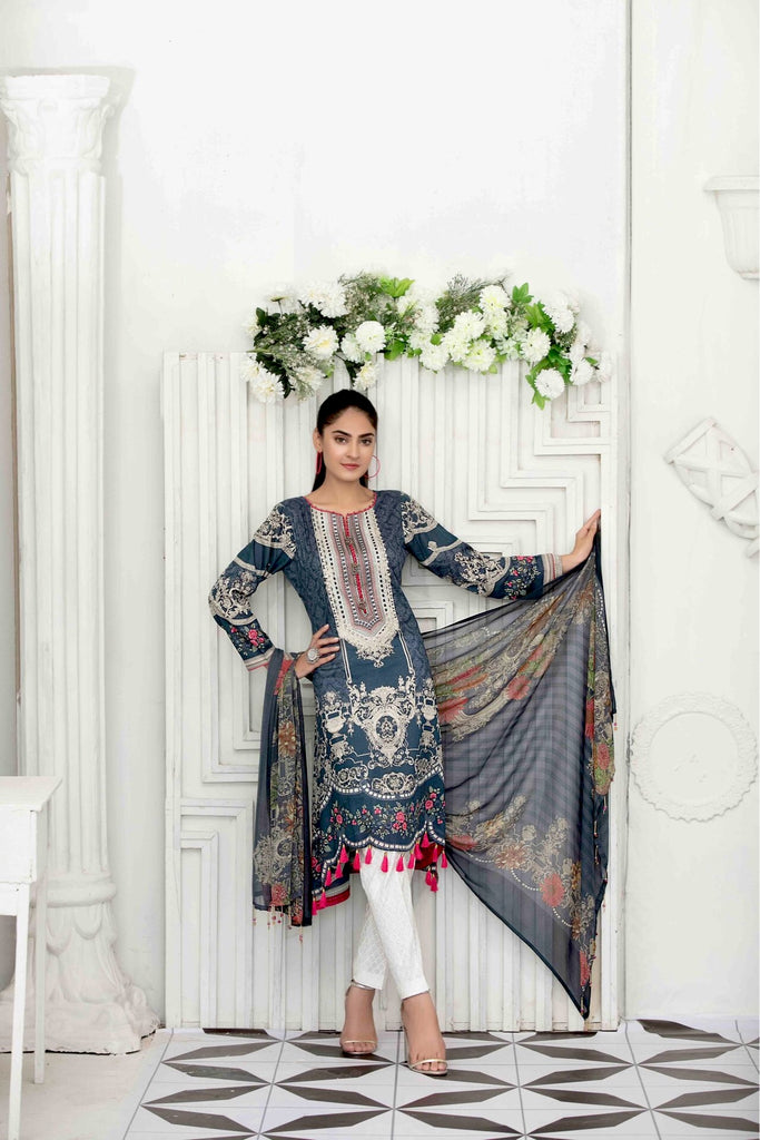 Raqami Lawn Collection by Tawakkal Fabrics – D-1619