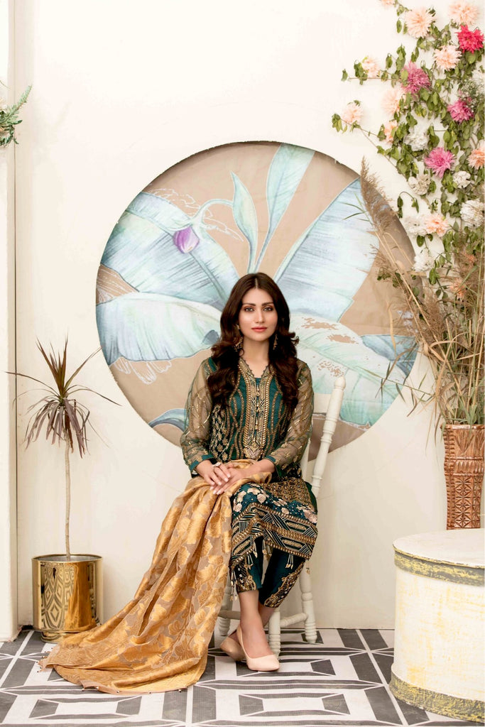 Lucille Semi Stitched Embroidered Chiffon Collection by Tawkkal Fabrics – D-1123