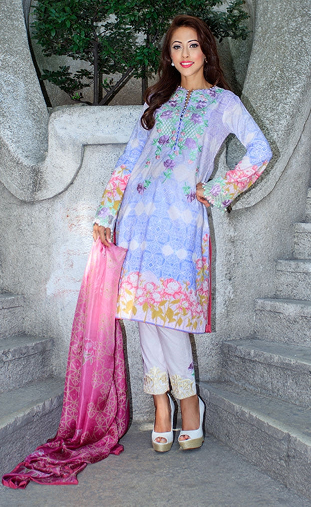 Farah Talib Aziz - A Mediterranean Dream - Sunset Silk - Sapphire - 6A - YourLibaas
 - 1
