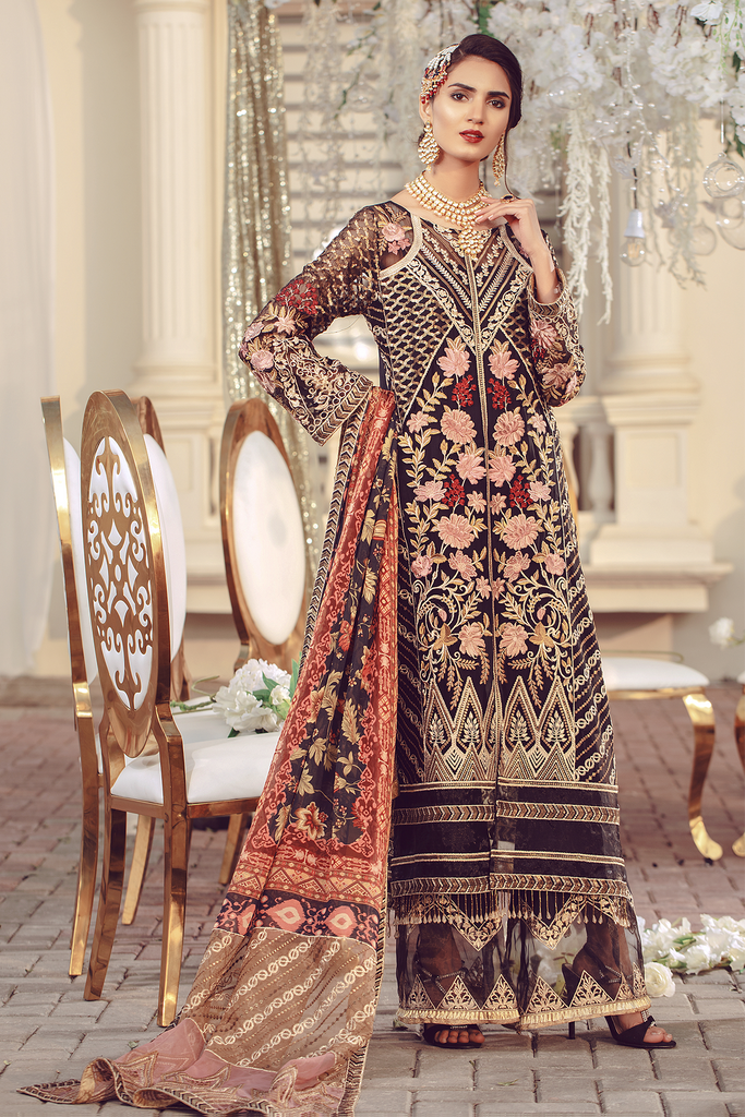 Serene Premium Beaux Rêves Embroidered Chiffon Collection 2020 – S-1005 Black Swan