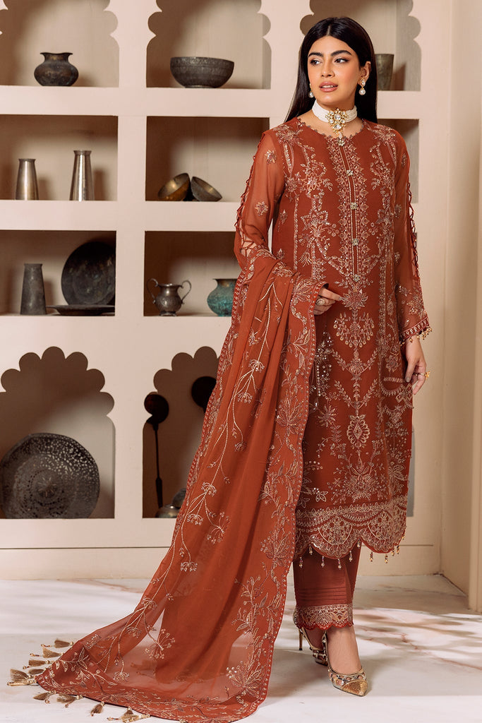 Alizeh Dua Stitched/Pret Luxury Formals – V01D02A- LYRA ( RUST )