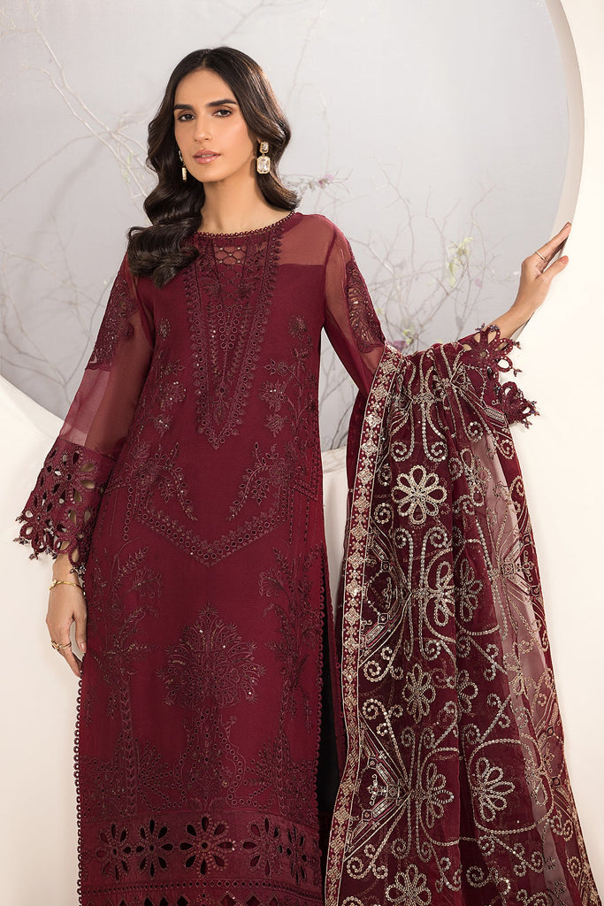 Alizeh Lamhay Festive Formal Collection – Embroidered Chiffon Maroon - V15D01 - Raisa