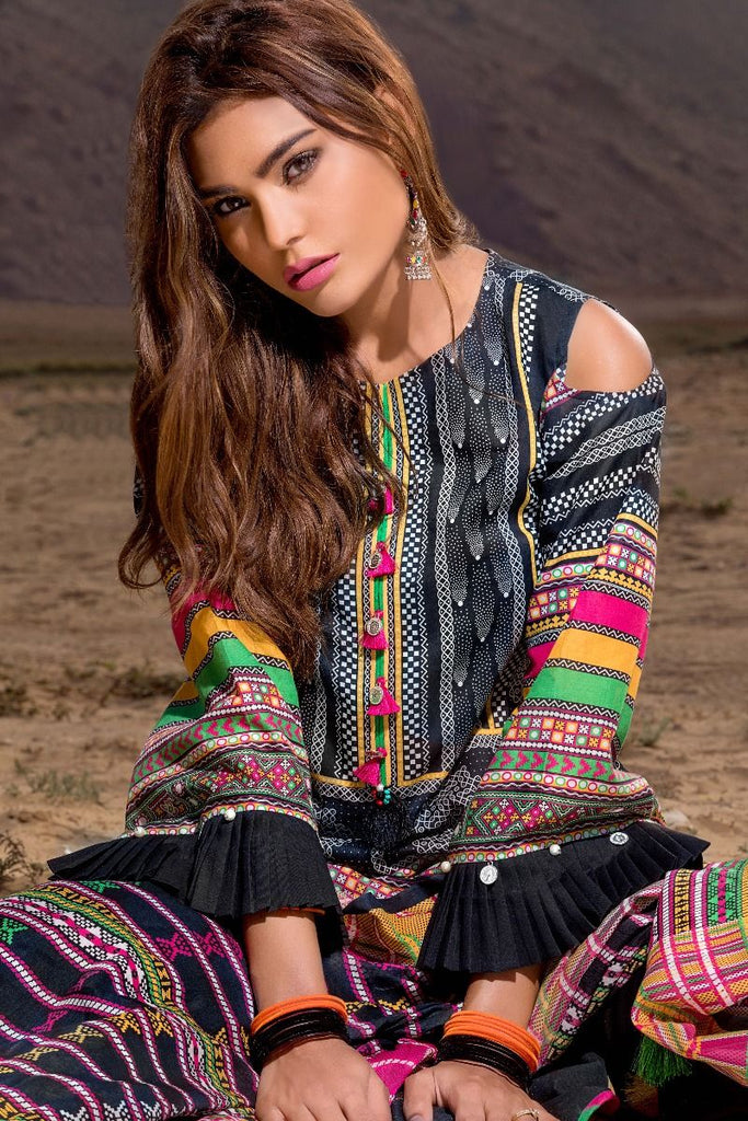 Gul Ahmed Gypsy Collection 2018 – Black 3 Pc Printed GL-08