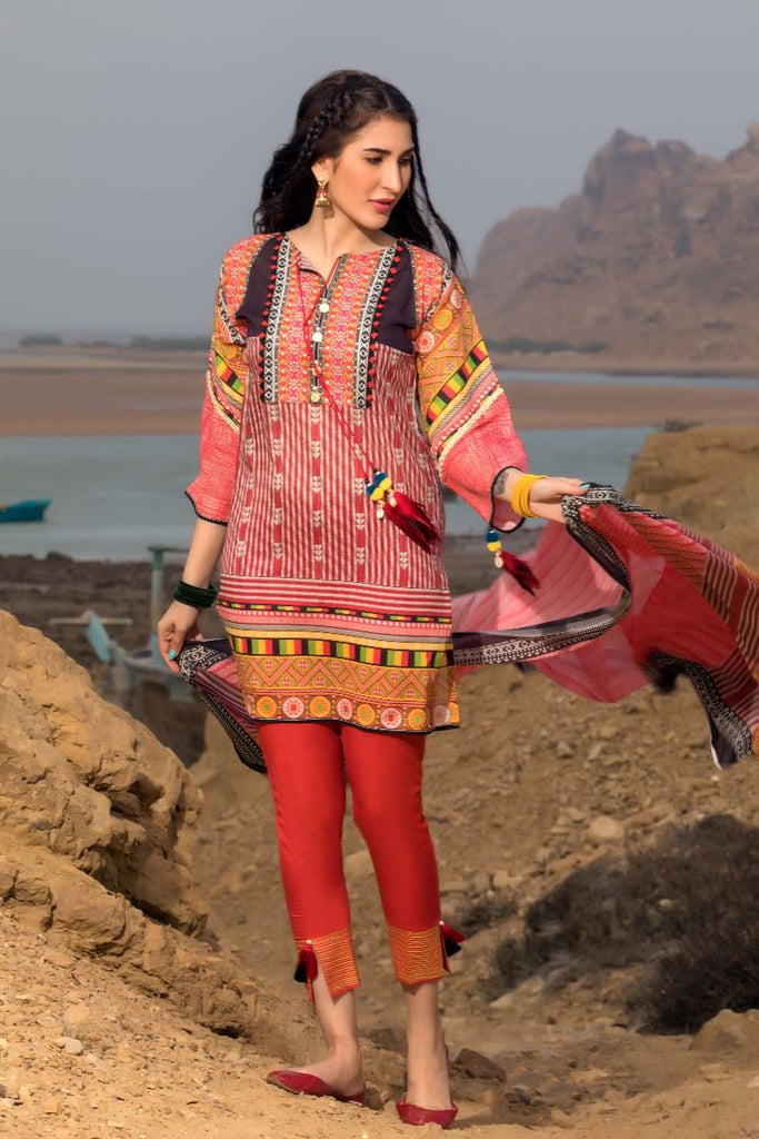 Gul Ahmed Gypsy Collection 2018 – Red 3 Pc Printed GL-11