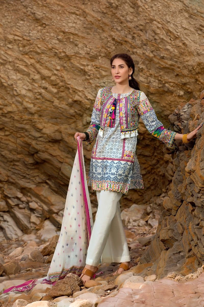 Gul Ahmed Gypsy Collection 2018 – Off White 3 Pc Printed GL-14
