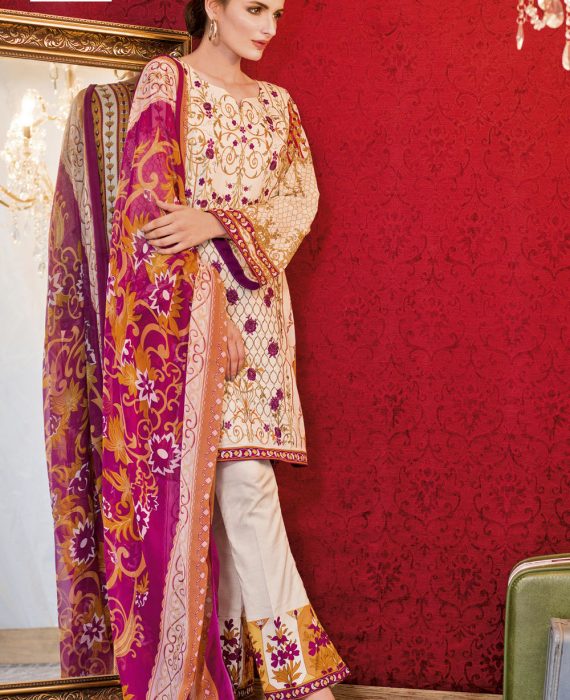 Feminine Embroidered Lawn Collection 2017 – 10A