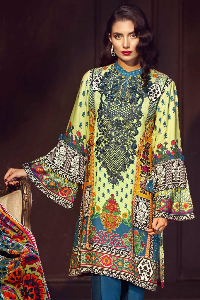 Gul Ahmed Winter 2017 – Light Green 3 Pc Silk Velvet VL-65