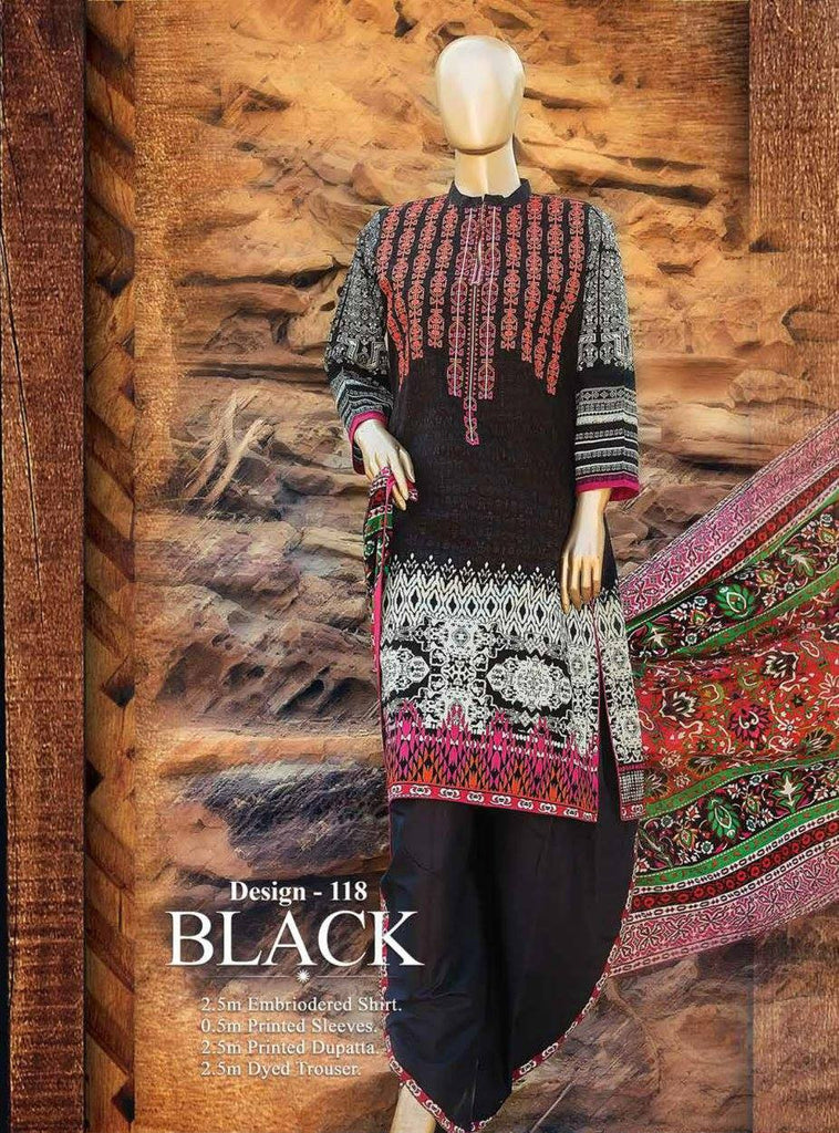 HZ Textiles Premium Embroidered Lawn Collection Vol-1 – Design 118 Black
