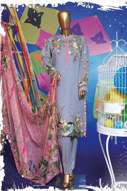 HZ Textiles Regalia Swiss Embroidered Festive Eid Collection – Design 11  Grey