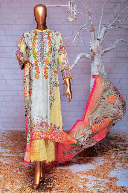HZ Textiles Premium Embroidered Lawn Collection Vol-2 – Design 124 Lemon