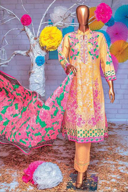 HZ Textiles Premium Embroidered Lawn Collection Vol-2 – Design 125 Golden