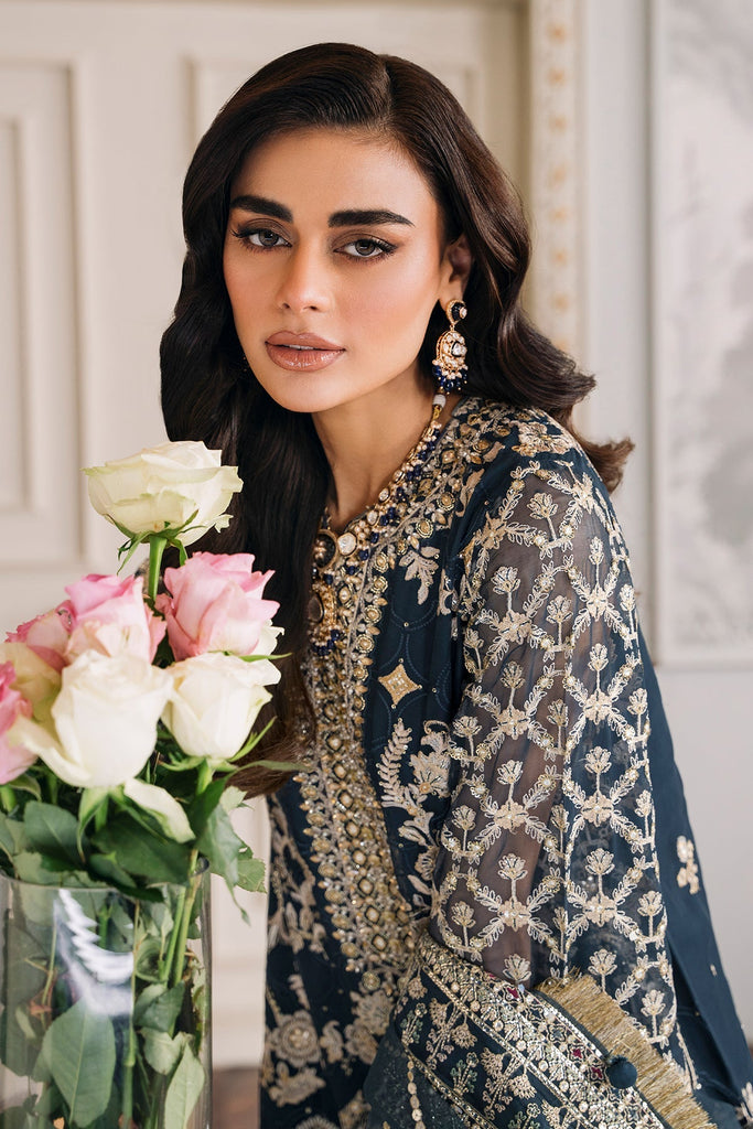 Chantelle by Baroque Unstitched Chiffon Embroidered Suits 3 Piece BQ25FC CH13-02 - Festive Collection