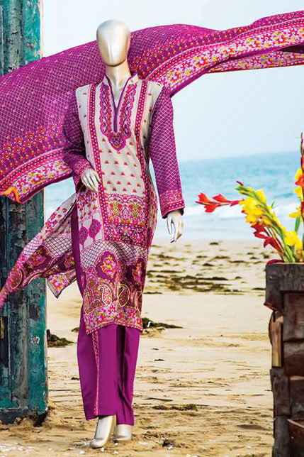 HZ Textiles Diamond Classic Lawn Collection – Design 13 Purple