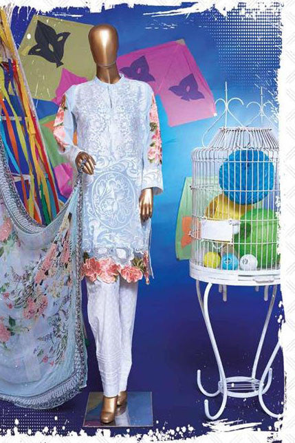 HZ Textiles Regalia Swiss Embroidered Festive Eid Collection – Design 14  Sky