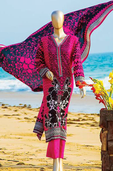 HZ Textiles Diamond Classic Lawn Collection – Design 14 Pink