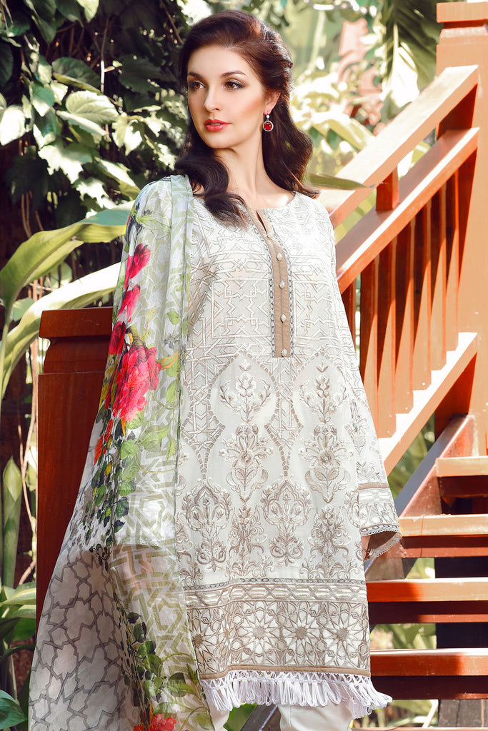 Baroque Embroidered Swiss Collection 2017 – Ivory Rose