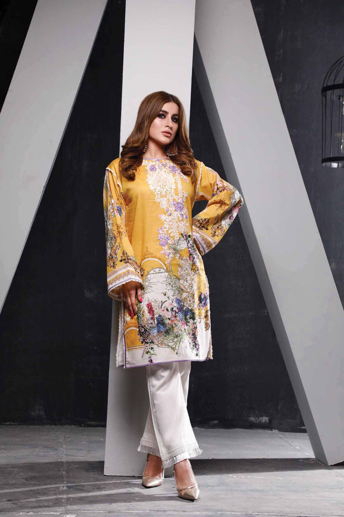 Firdous Solitaire Digital Printed Embroidered Lawn Kurti – K-19428A