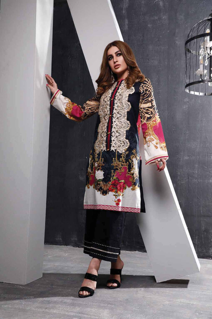 Firdous Solitaire Digital Printed Embroidered Lawn Kurti – K-19429A