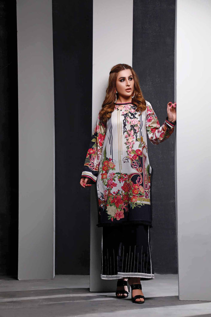 Firdous Solitaire Digital Printed Embroidered Lawn Kurti – K-19437A