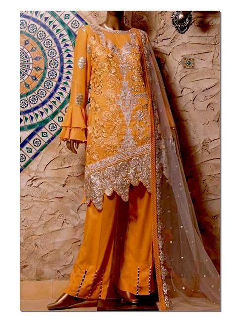 HZ Textiles Regalia Festive Swiss Voile Collection 2017 – 19 A Mustard