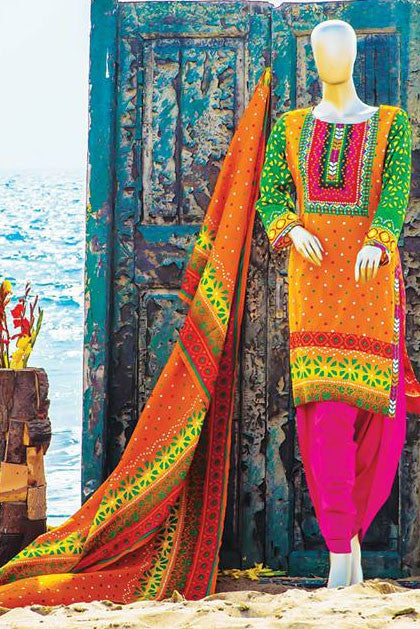 HZ Textiles Diamond Classic Lawn Collection – Design 19 Orange