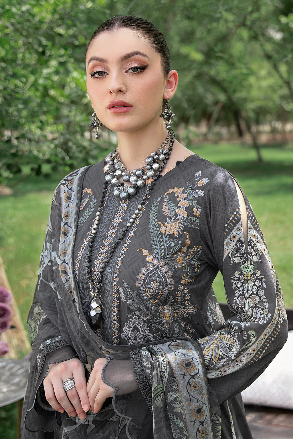 Rs 7500 Ramsha lawn stitched Emb 3pc ( medium ) main image 1