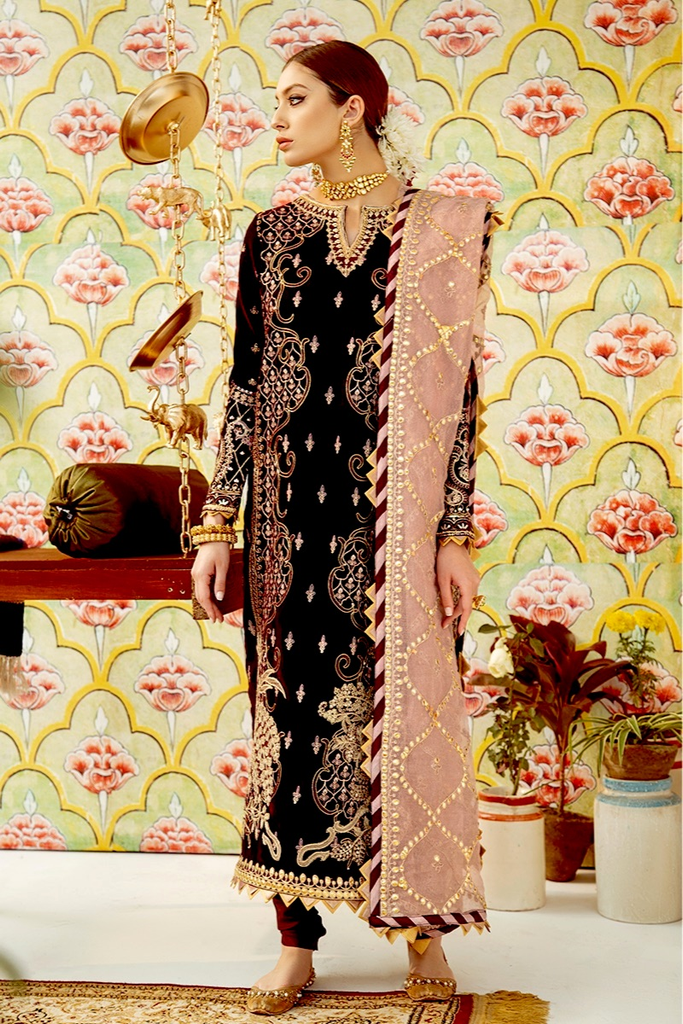 Qalamkar Luxury Velvet Collection – V-03