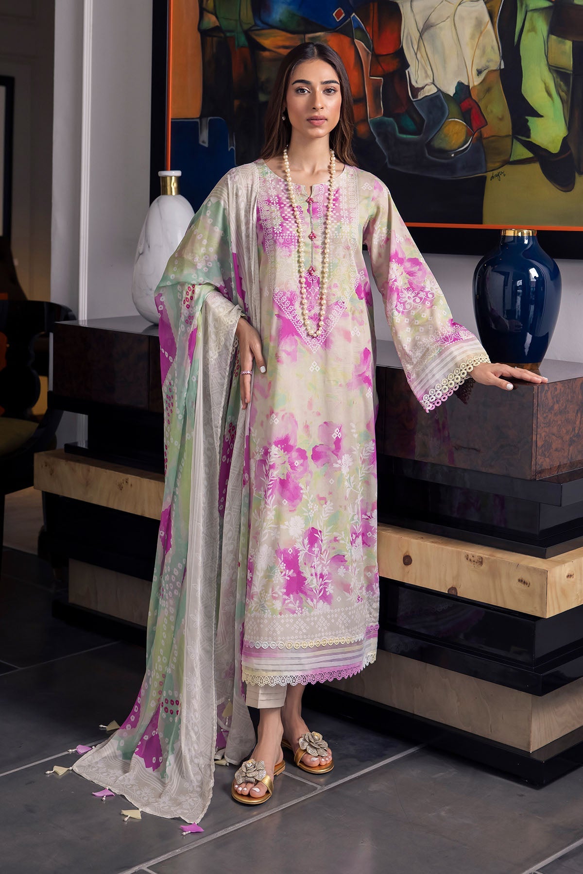 Signature Prints by Nureh Printed Viscose Slub Linen Unstitched 3 Piece Suit - SP-168 - NU25SNG - Yellow - Winter Collection