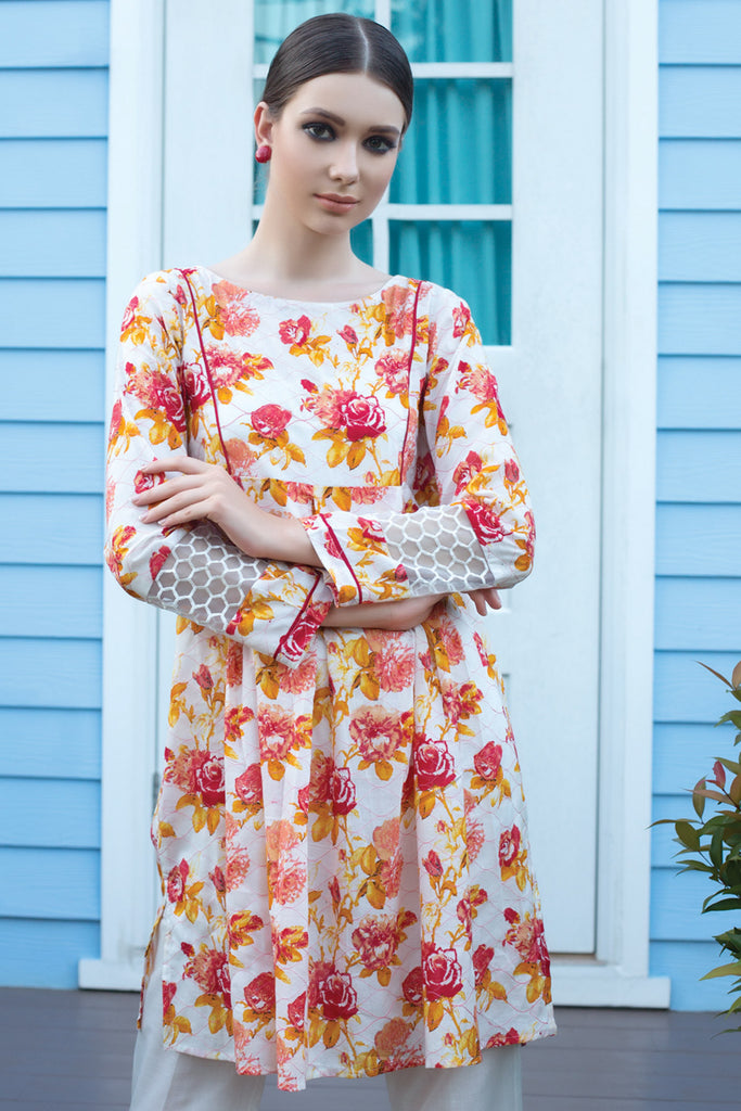 Gul Ahmed Summer 2017 - Yellow 2 PC Embroidered Lawn Dress TL-64 B