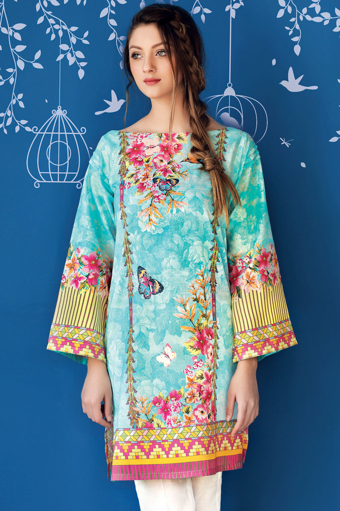Gul Ahmed Summer 2017 - Turquoise 1 PC Digital Print Single SL-370