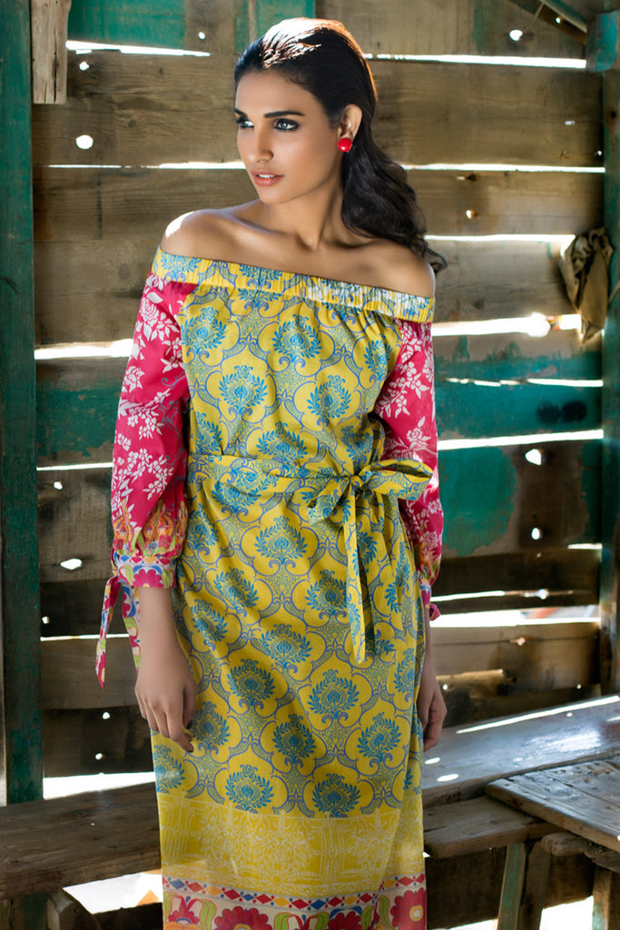 Gul Ahmed Summer 2017 - Yellow 2 PC Printed Lawn TL-77 A