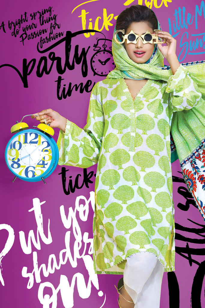 Gul Ahmed Summer 2017 - Green 2 PC Printed Lawn TL-53 A