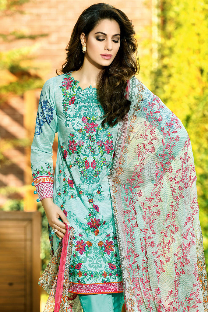 Gul Ahmed Summer 2017 - Sea Green 3 PC Embroidered Chantilly De Lace Dress CT-170