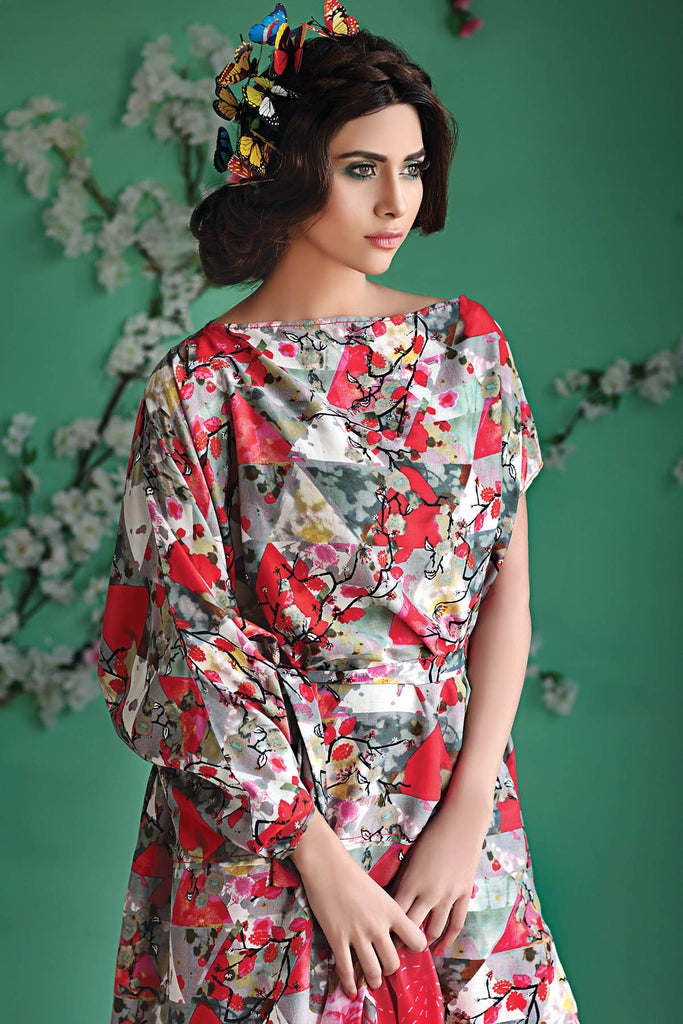 Gul Ahmed Summer 2017 - Red 3 PC Bamboo Silk Dress BS-12