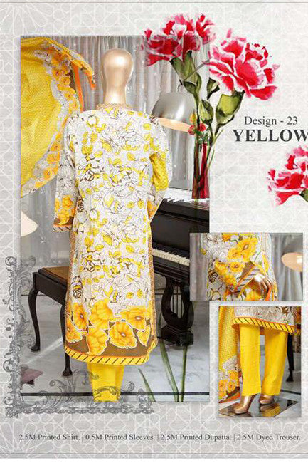 HZ Textiles Diamond Classic Lawn Collection Vol-2 – Design 23 Yellow