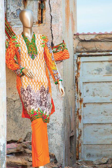 HZ Textiles Diamond Classic Lawn Collection – Design 26 Light Orange