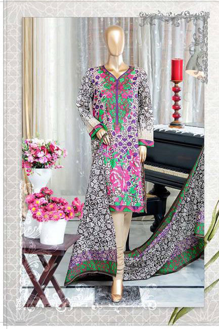 HZ Textiles Diamond Classic Lawn Collection Vol-2 – Design 27 Beige