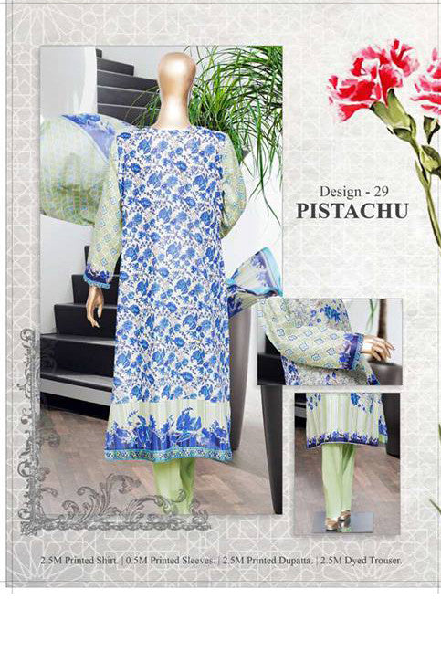 HZ Textiles Diamond Classic Lawn Collection Vol-2 – Design 29 Pistachiu