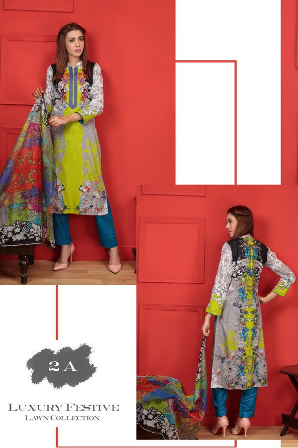 Needle Creation Elegant Embroidered Lawn Collection '17 – 2A