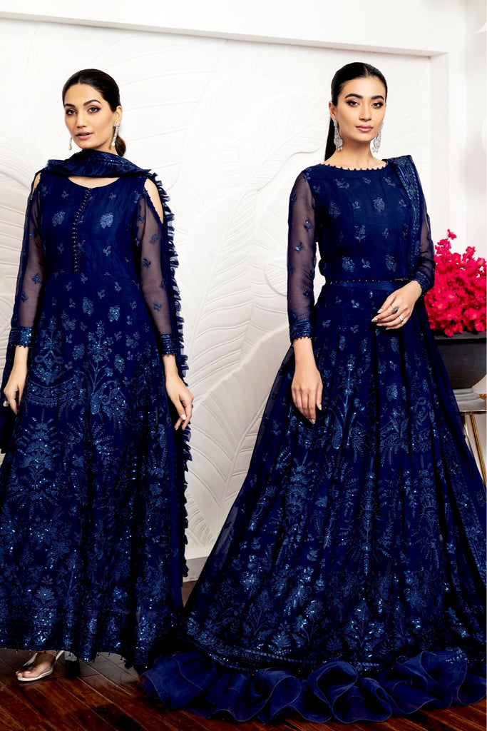 Alizeh Embroidered Chiffon Royale De Luxe Collection – Glace Bleu