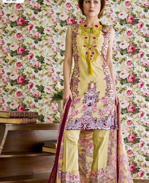 Feminine Embroidered Lawn Collection 2017 – 2B