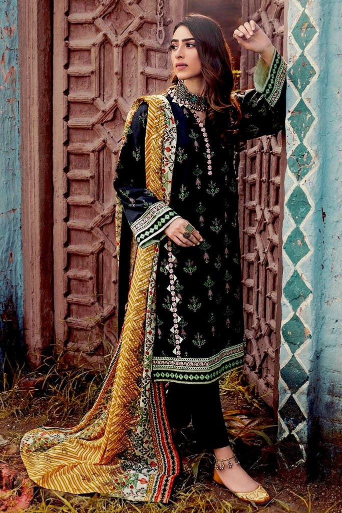 Gul Ahmed Winter Collection – 3 PC Embroidered Suit with Cotton Net Dupatta CD-41