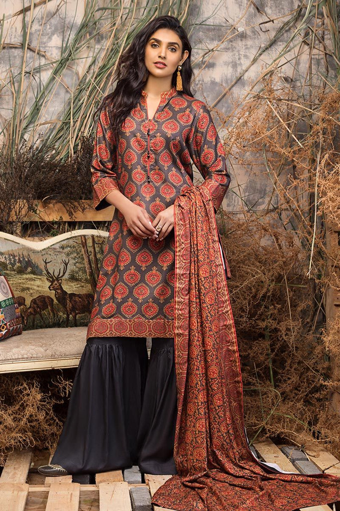 Gul Ahmed Winter Collection – 3 PC Digital Printed Twill Linen Suit LT-20