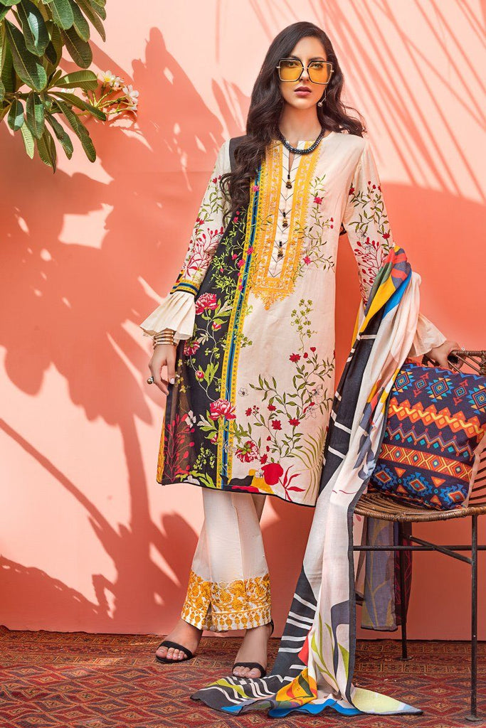 Gul Ahmed Mid Summer Cambric Collection – 3 PC Unstitched Embroidered Suit with Cotton Net Dupatta CN-18